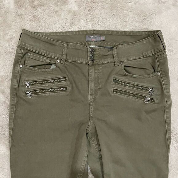 Torrid Women's Jegging Super Soft Olive Green Size 20R - Zipper Accents Career - Picture 6 of 10